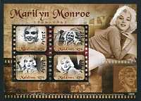 Marilyn Monroe Mint Sheet of 4 Stamps Maldive Islands, 2009